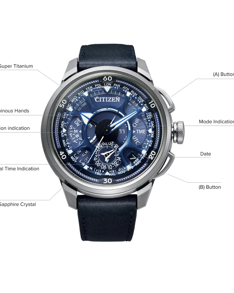 Satellite Wave F900 Blue Dial Leather Strap CC7000-01L | CITIZEN Satellite Wave F900 Blue Dial Leather Strap CC7000-01L | CITIZEN